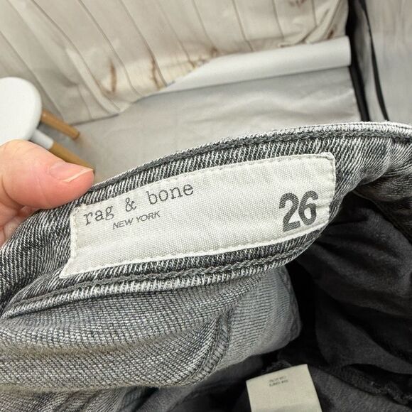 Rag & Bone Women’s 26 Gray High Rise Ankle Flare Raw Hem Jeans - Picture 6 of 7